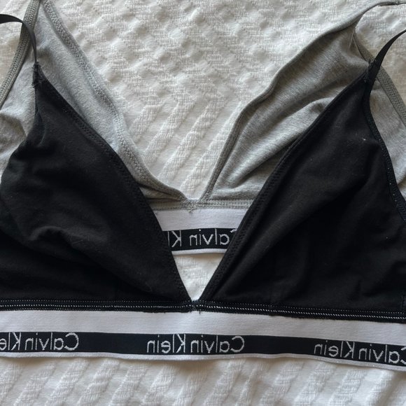 Calvin Klein Cotton Bralette BUNDLE | Gray and Black | Womens Size M - Picture 4 of 8